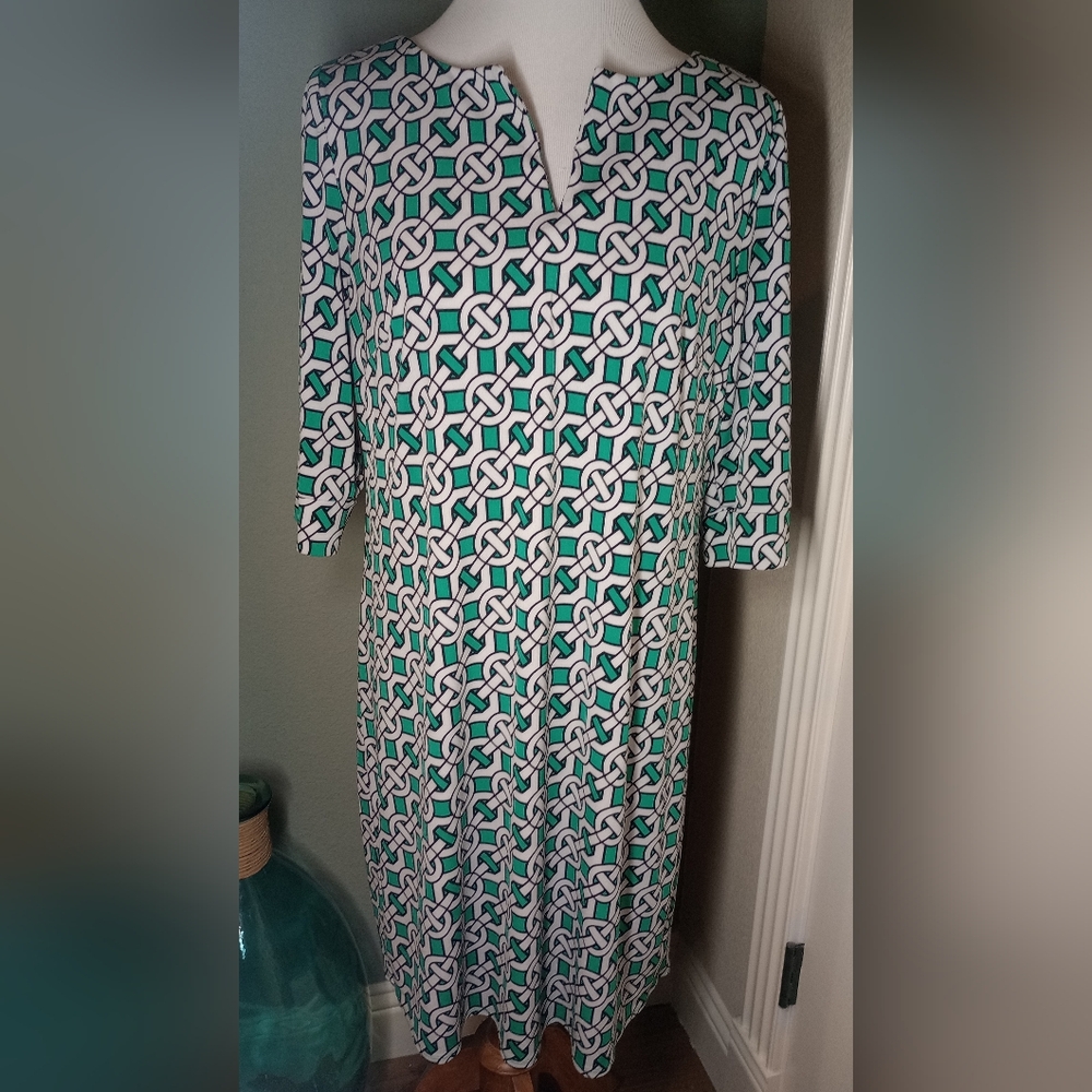 Laundry By Design 3/4 Sleeve Geometric Dress Sz 12